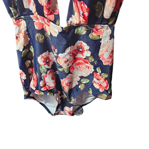 Coscoship Care for life Floral Print One-Piece Swimsuit With Open Back & Adjusta - Picture 3 of 16